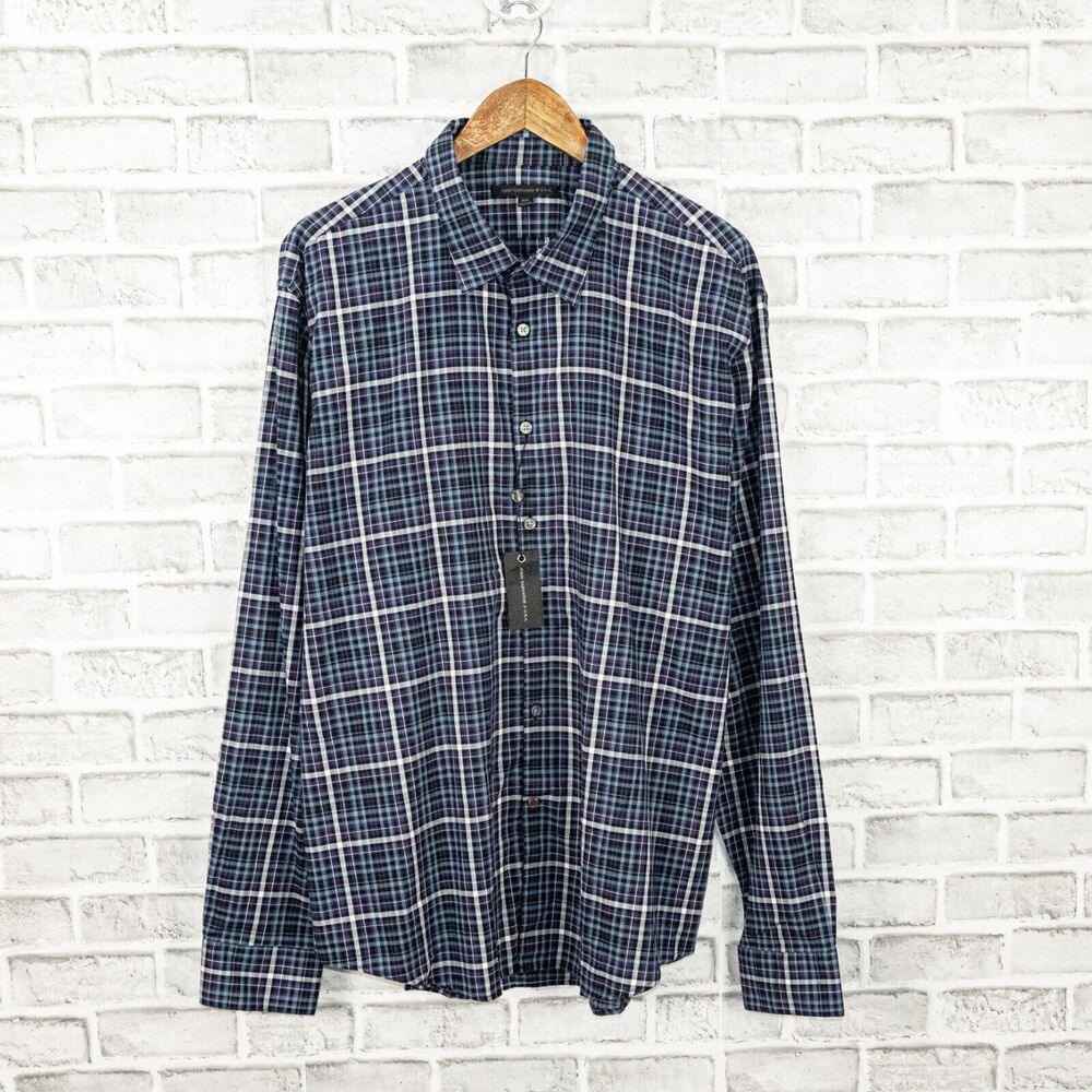 John Varvatos Men's Button up Shirt Blue purple check Size 2XL NWT